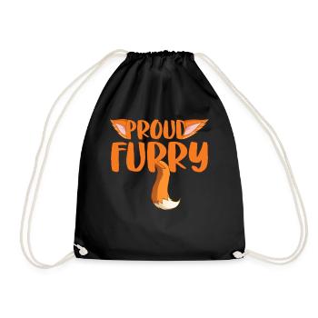 Furry Fandom Fursona Fursuit Fox - Drawstring Bag - black - Front