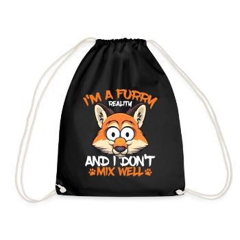 Furry Fandom Fursona Fox - Drawstring Bag - black - Front