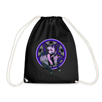 Furry Fandom Fursona Fursuit Fox Pentagram - Drawstring Bag - black - Front