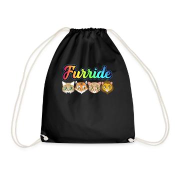 LGBTQ Furry Fandom Fursona Fursuit - Drawstring Bag - black - Front
