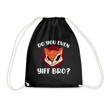 Furry Fandom Fursona Fursuit Fox - Drawstring Bag - black - Front