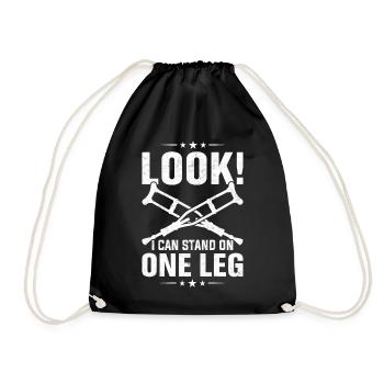 Funny prosthetic leg for amputees - Drawstring Bag - black - Front