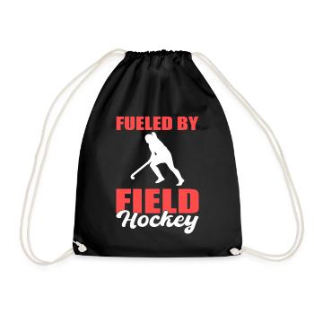 Fueled By Field Hockey Hockey Spieler - Turnbeutel - Schwarz - Vorne