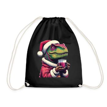 Raptor drinks mulled wine - Drawstring Bag - black - Front