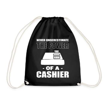 Never Underestimate The Power Of Cashier Kassierer - Turnbeutel - Schwarz - Vorne