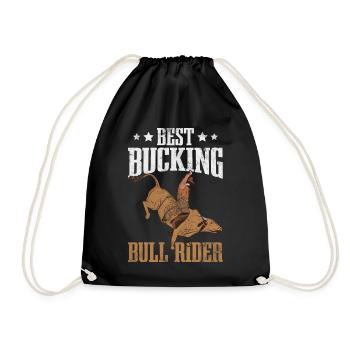 Bull-riding cowboy - Drawstring Bag - black - Front