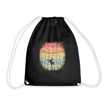 Bouldern Klettern Vintage Retro Kletterer - Turnbeutel - Schwarz - Vorne