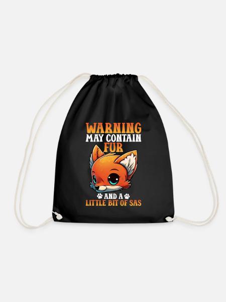 Furry Fandom Fursona Fursuit - Drawstring Bag - black
