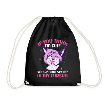 Furry Fandom Fursona Fox - Drawstring Bag - black - Front