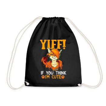 Furry Fandom Fursona Fursuit Fox - Drawstring Bag - black - Front