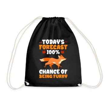 Furry Fandom Fursona Fursuit Fox - Drawstring Bag - black - Front