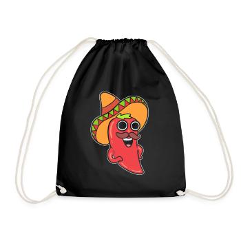 Lachender Chili -Pfeffer Komiker - Turnbeutel - Schwarz - Vorne