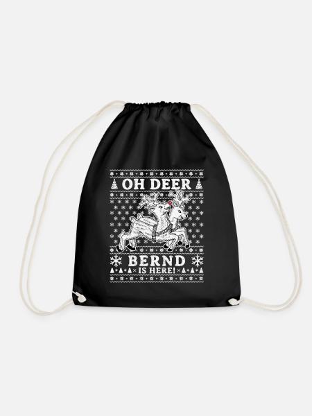 Oh Deer - Bernd is here Ugly Weihnachten - Turnbeutel - Schwarz