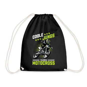 Motocross Kinder Dirtbike Geschenk Cross - Turnbeutel - Schwarz - Vorne