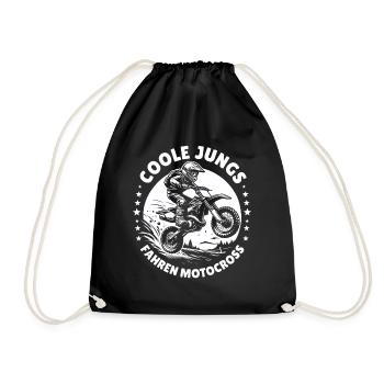 Motocross Kinder Dirtbike Geschenk Cross - Turnbeutel - Schwarz - Vorne