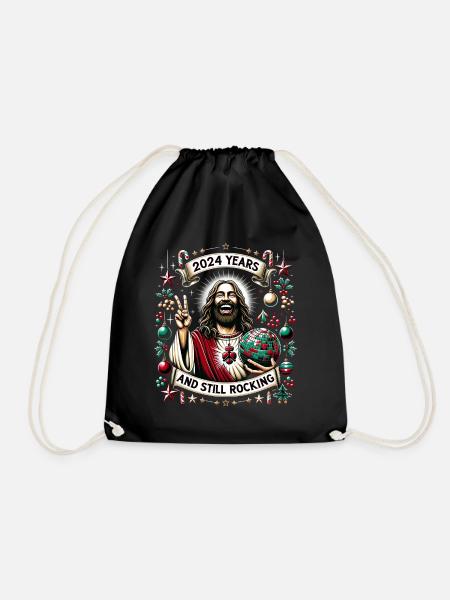 Jesus Christ Birthday Boy Ugly Christmas - Drawstring Bag - black