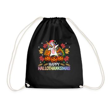 Halloween Thanksgiving Turkey Pumpkin - Drawstring Bag - black - Front