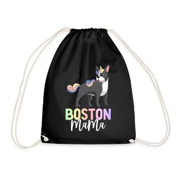 Boston Terrier Mom Dog - Drawstring Bag - black - Front