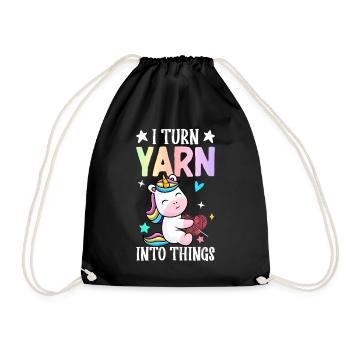 Crochet Crochet Yarn Lover - Drawstring Bag - black - Front