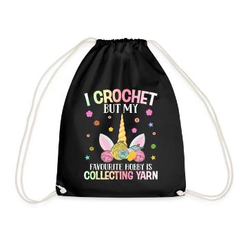 Crochet Crochet Yarn Lover - Drawstring Bag - black - Front