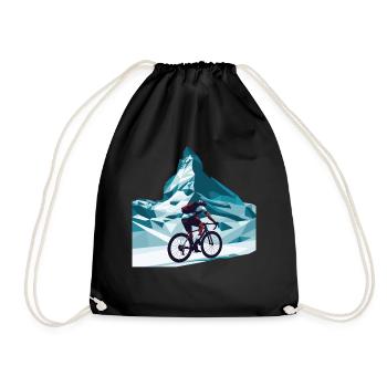 Matterhorn Radfahrer Rennrad Kunst - Turnbeutel - Schwarz - Vorne