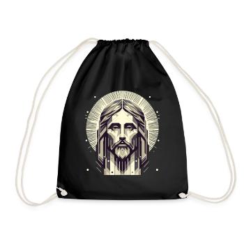 Jesus Vektor Polygon Christus Kopf Religion - Turnbeutel - Schwarz - Vorne