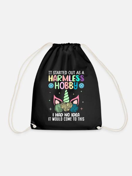 Crochet Crochet Knitting - Drawstring Bag - black