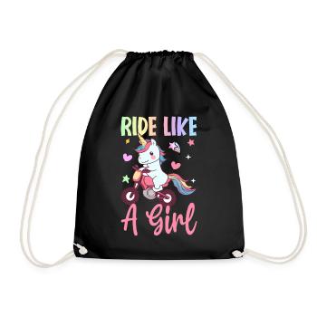 Dirt Bike Girl Female Dirt Biker - Drawstring Bag - black - Front