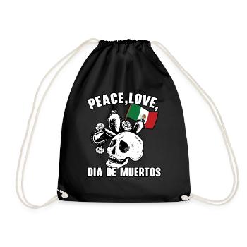 Peace Love Dia De Muertos Dia De Muertos - Turnbeutel - Schwarz - Vorne