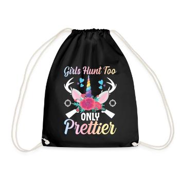 Deer Hunting Girl Huntress - Drawstring Bag - black - Front