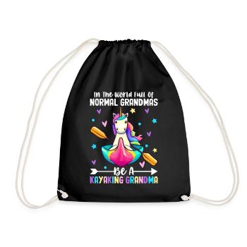 Female kayaker paddling - Drawstring Bag - black - Front