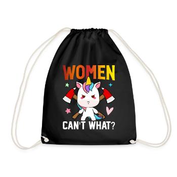 Firefighter Girl Fire Fighting - Drawstring Bag - black - Front