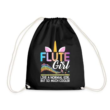 Flute player Flutist - Drawstring Bag - black - Front
