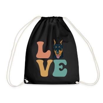 Doberman Dog - Drawstring Bag - black - Front