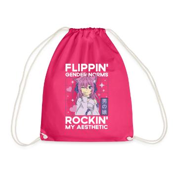 Crossdressing Crossdresser MTF Anime - Drawstring Bag - fuchsia - Front