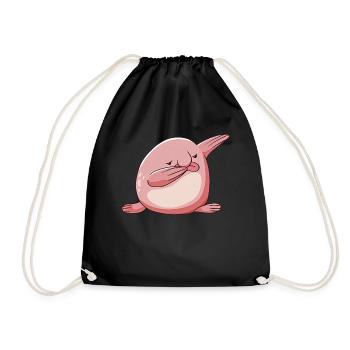 Kawaii Polka Dot Blob Fish - Drawstring Bag - black - Front