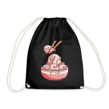 Kawaii Blob Fish Ramen Noodles Japanese Food - Drawstring Bag - black - Front