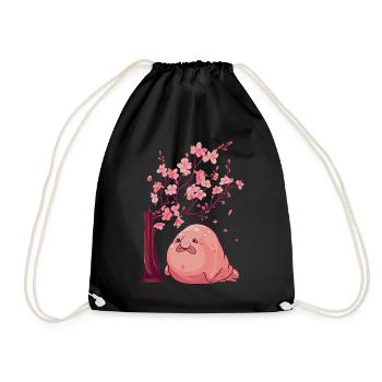 Kawaii Blobfish fleurs de cerisier japonais - Sac de sport léger - noir - Devant