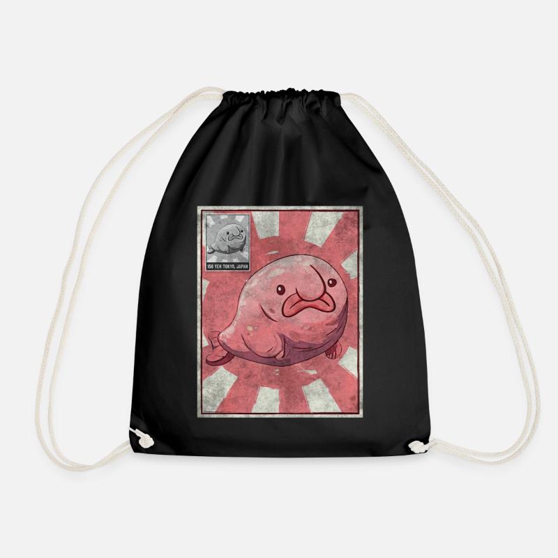 Kawaii Blobfisch Japanisch Poster - Turnbeutel - Schwarz