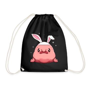 Kawaii Blobfish lapin de Pâques lapin - Sac de sport léger - noir - Devant