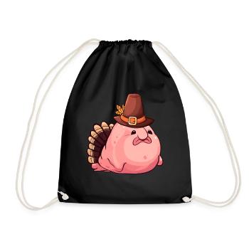 Thanksgiving, Blobfish, Turkey - Drawstring Bag - black - Front