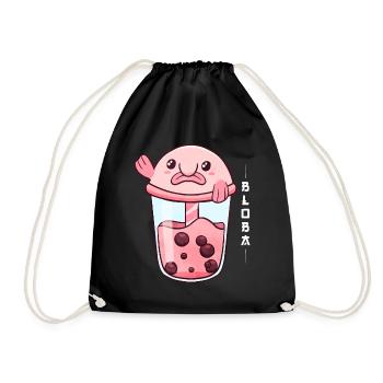 Blobfish Boba Bubble Milk Tea - Drawstring Bag - black - Front