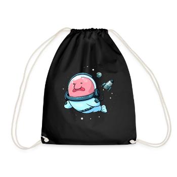 Lustiger Blobfisch-Weltraum-Astronaut - Turnbeutel - Schwarz - Vorne