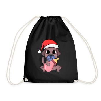 Dog Baby Christmas - Drawstring Bag - black - Front