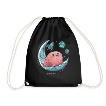 Kawaii Blobfish Space Planets - Drawstring Bag - black - Front