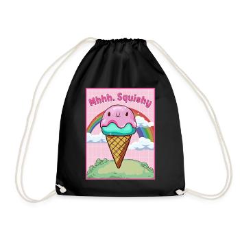 Kawaii Blobfish Ice Cream - Drawstring Bag - black - Front