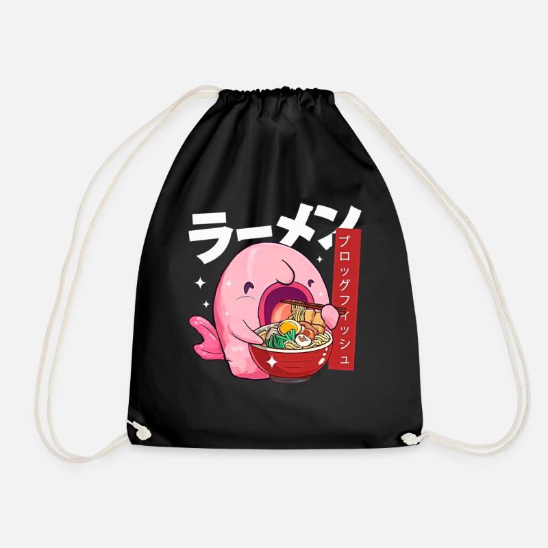 Kawaii Blobfish Ramen Japanisches Essen - Turnbeutel - Schwarz
