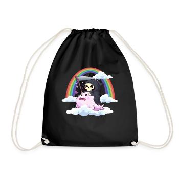Kawaii Pastell Goth Blobfish Tod Sensenmann - Turnbeutel - Schwarz - Vorne