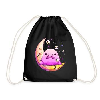 Kawaii Pastell Goth traurig Blobfish Halbmond Schä - Turnbeutel - Schwarz - Vorne