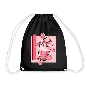 Kawaii Blobfish Boba japonais à la fraise - Sac de sport léger - noir - Devant